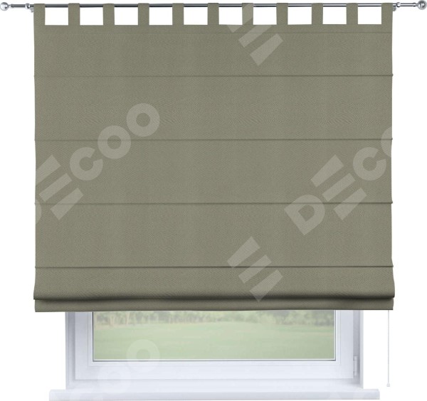 Римская штора на петлях «Кортин», ткань блэкаут однотонный, серо-зелёный