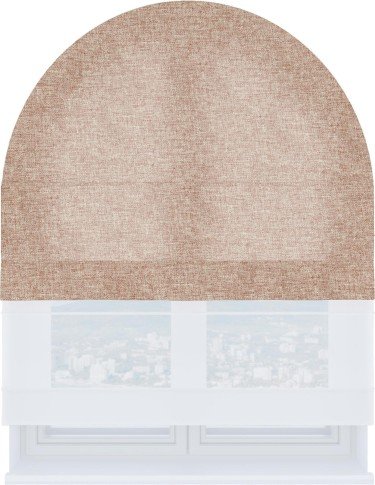 Римская штора «Кортин» день-ночь для арочного проёма, ткань лён кашемир розовая пудра