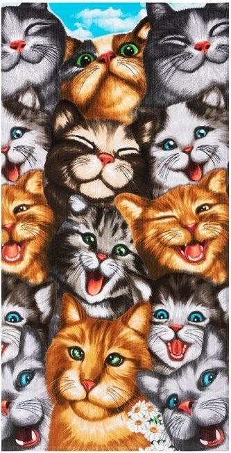 Полотенце-Панно Котофей № 35026, 80х150 см, вафельное, хлопок 100%, 170г/м2