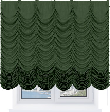 Французская штора «Кортин», вельвет тёмно-салатовый
