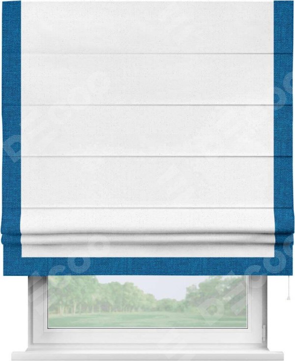 Римская штора «Кортин» с кантом Виктория, для проема, лён цвет белый