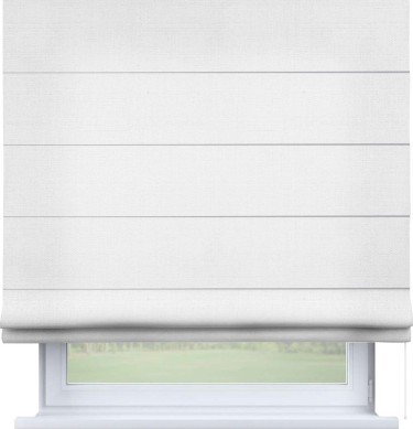 Римская штора «Кортин» для проема, ткань лён белый