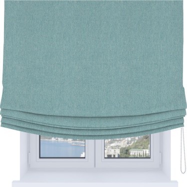 Римская штора Soft с мягкими складками, ткань твид блэкаут небесно-голубой