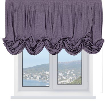 Австрийская штора «Кортин», ткань лён кашемир фиолетовый