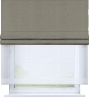 Римская штора «Кортин» день-ночь, ткань блэкаут однотонный, бежево-серый