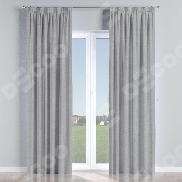 Комплект штор на тесьме «Карандаш», лён серый