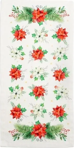 Дорожка на стол "Этель" Christmas red flowers 30х70 см, 100% хл, саржа 190 гр/м2