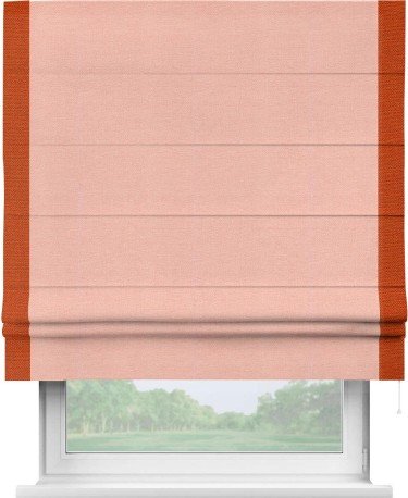 Римская штора «Кортин» с кантом Стрим Дуо, для проема, ткань лён розовый