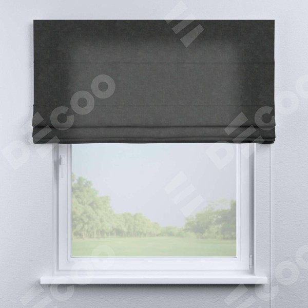 Римская штора «Кортин» для проема, ткань вельвет цвет тёмно-серый