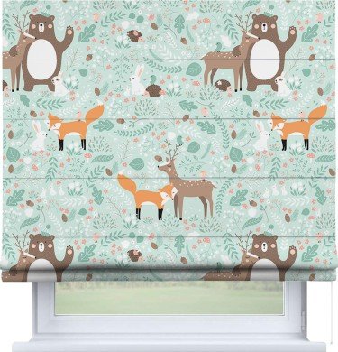 Римская штора «Кортин» для проема «Лесные друзья»