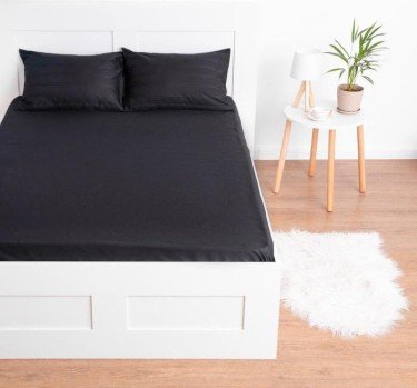 Простыня на резинке Этель 180*200*25 см, цв.темно-серый, 100% хлопок, мако-сатин, 125 г/м²