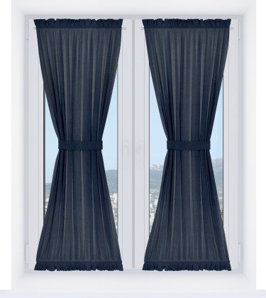 Штора песочные часы «Кортин» софт однотонный тёмно-синий
