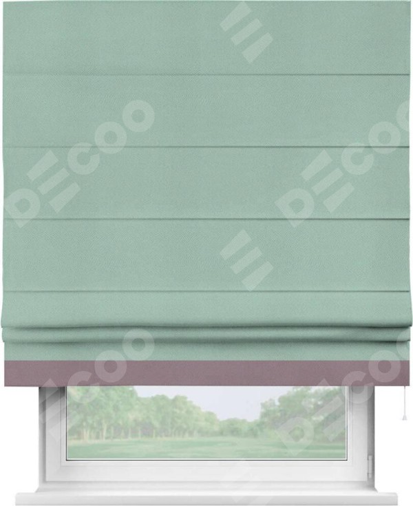 Римская штора «Кортин» с кантом Джестер, для проема, ткань блэкаут однотонный ментоловый