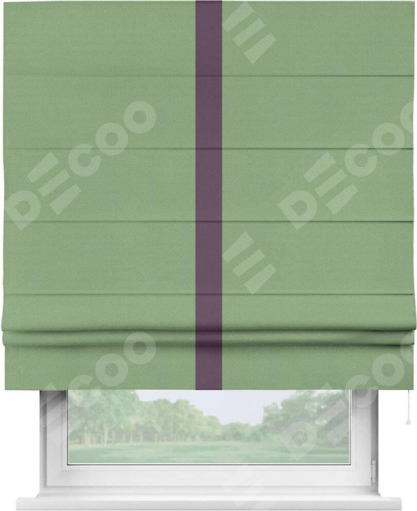 Римская штора «Кортин» с кантом Хайвэй, для проема, ткань блэкаут однотонный оливковый