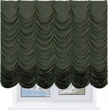 Французская штора «Кортин», софт однотонный зелёный