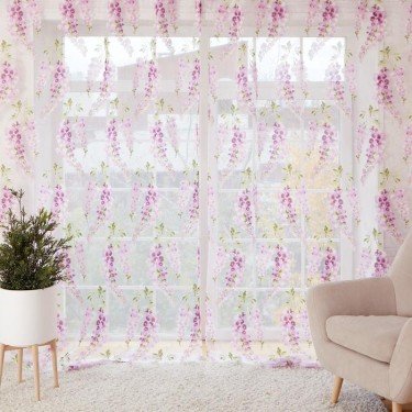 Тюль Этель «Виноградная лоза» (лиловый) б/ утяжелителя, ширина 140 см, высота 250 см