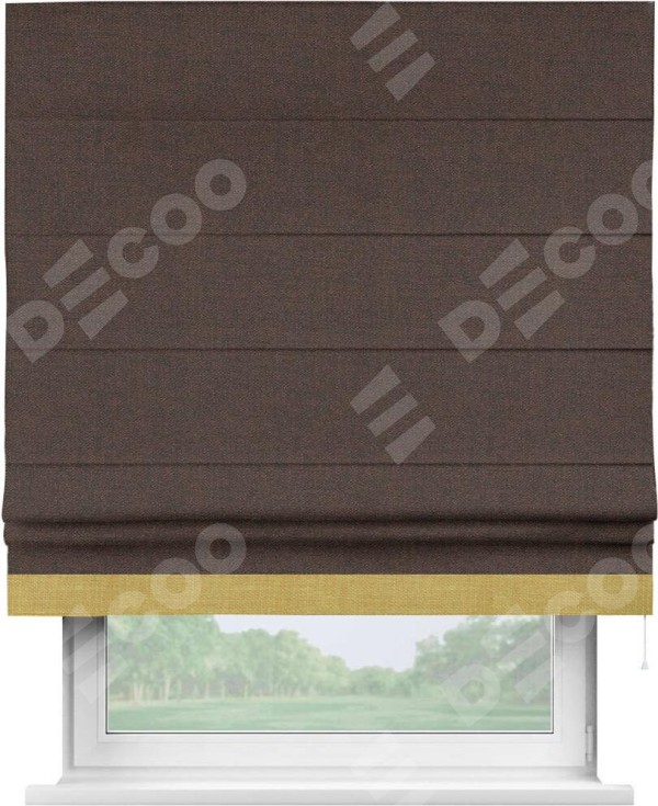 Римская штора «Кортин» с кантом Джестер, для проема, ткань лён коричневый