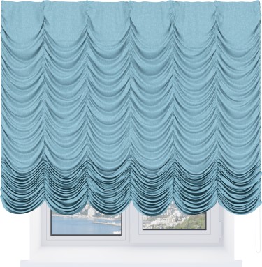 Французская штора «Кортин», лён кашемир голубой