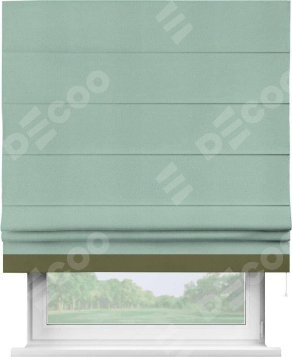 Римская штора «Кортин» с кантом Джестер, для проема, ткань блэкаут однотонный ментоловый