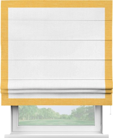 Римская штора «Кортин» с кантом Чесс, для проема, лён белоснежный