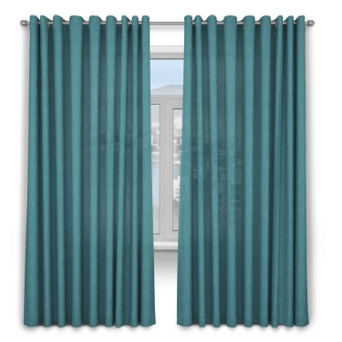 Шторы на люверсах ткань лён бирюзовый