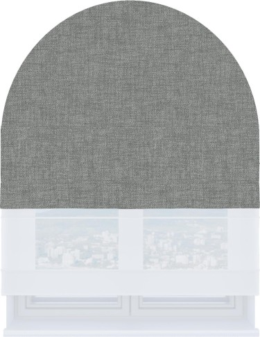 Римская штора «Кортин» день-ночь для арочного проёма, ткань рогожка димаут тёмно-серый