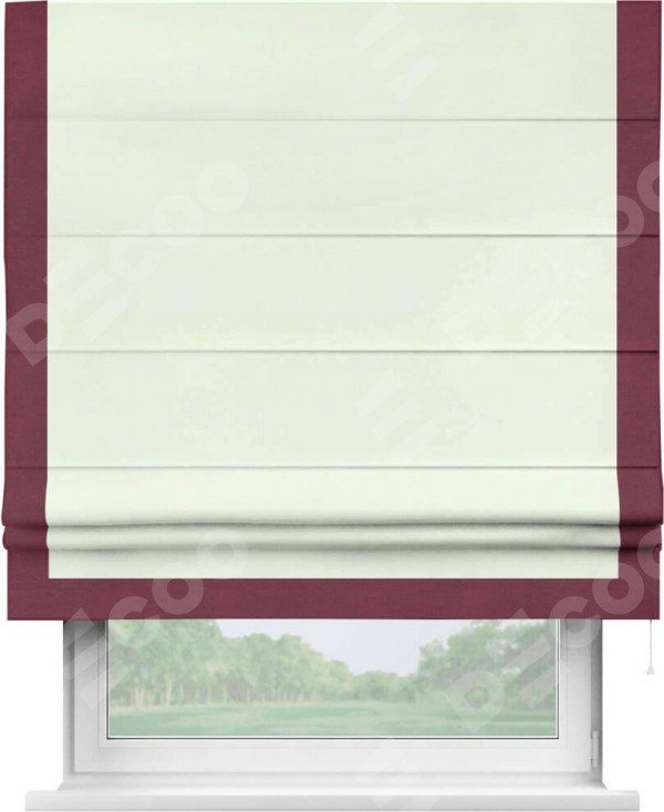 Римская штора «Кортин» с кантом Виктория, для проема, ткань вельвет кремовый