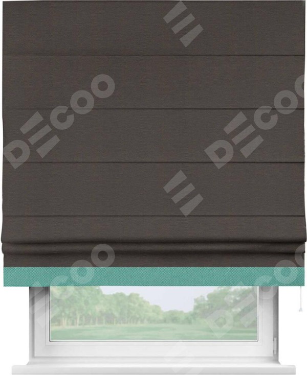 Римская штора «Кортин» с кантом Джестер, для проема, ткань лён димаут, венге