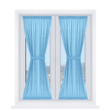 Штора песочные часы «Кортин» вельвет голубой