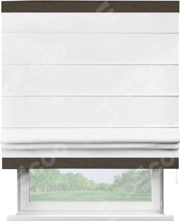 Римская штора «Кортин» с кантом Горизонт, для проема, лён цвет белый