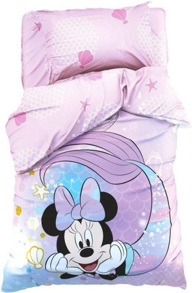 Постельное бельё 1,5 сп "Minnie Mermaid", Минни Маус, 143*215 см, 150*214 см, 50*70 см -1 шт, поплин