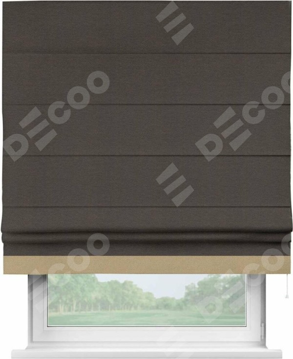 Римская штора «Кортин» с кантом Джестер, для проема, ткань лён димаут, венге