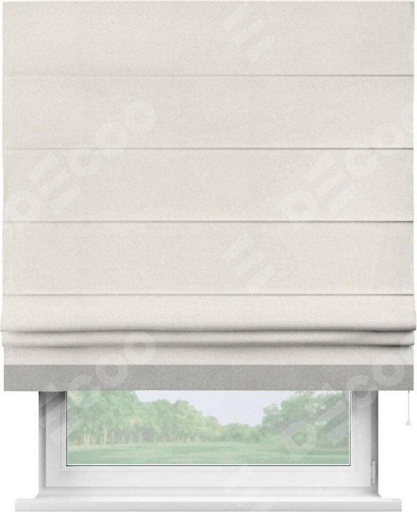 Римская штора «Кортин» с кантом Джестер, для проема, ткань блэкаут с блеском светло-серый