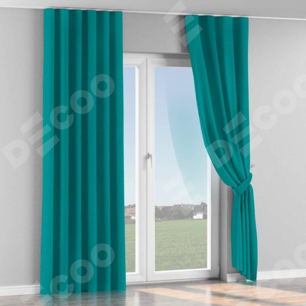 Комплект штор на тесьме «Волна», лён димаут тёмно-бирюзовый