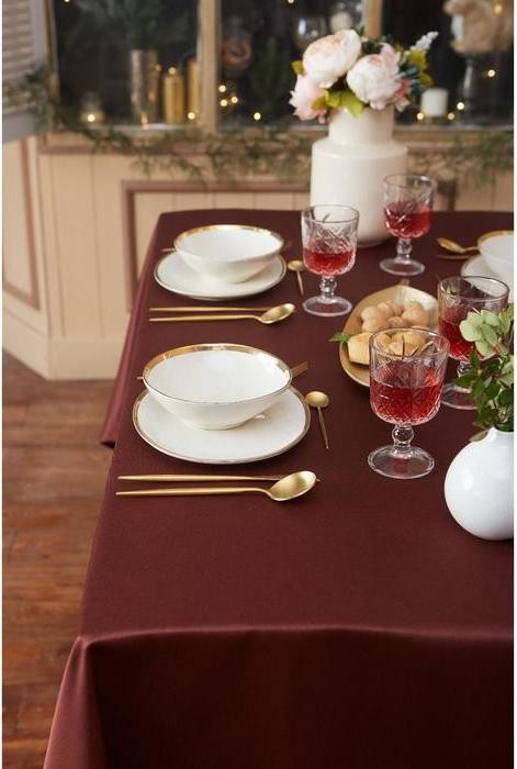 Скатерть "Этель" Cozy 150*220 +/-3см, цв.шоколад, пл. 192 г/м2, хл с ВГМО