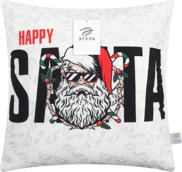 Наволочка на подушку Этель "Happy Santa", 40*40 см, 100 п/э, велюр