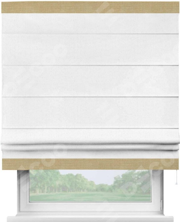 Римская штора «Кортин» с кантом Горизонт, для проема, лён цвет белый
