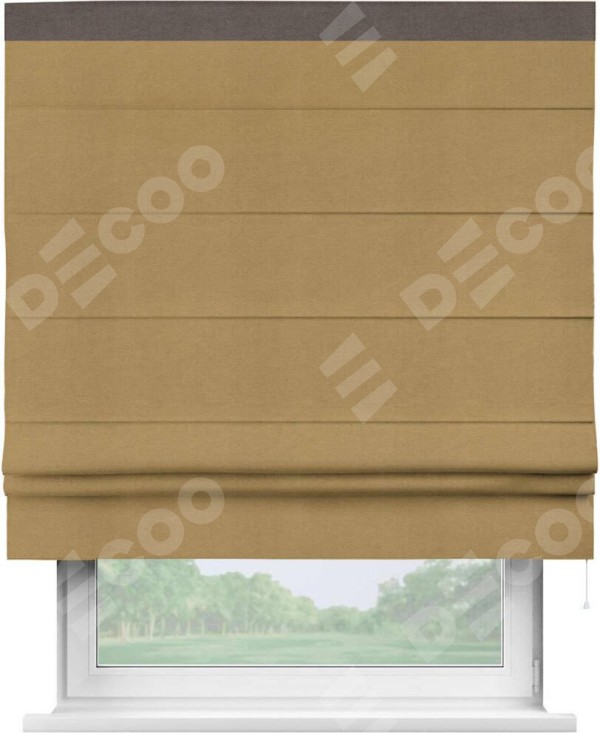 Римская штора «Кортин» с кантом Кинг, для проема, ткань вельвет горчица