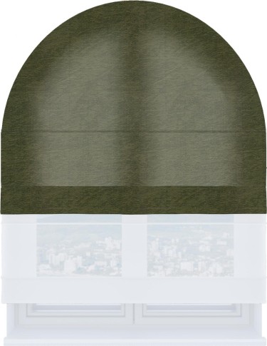 Римская штора «Кортин» день-ночь для арочного проёма, ткань софт однотонный зелёный