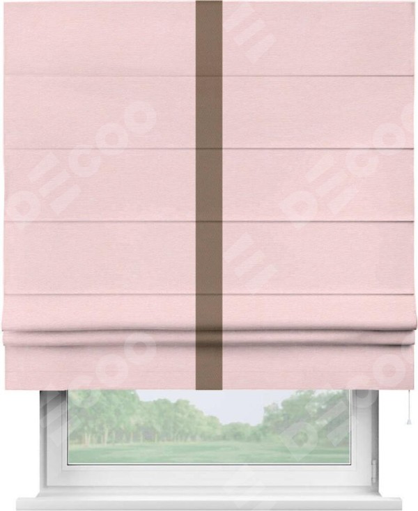 Римская штора «Кортин» с кантом Хайвэй, для проема, ткань блэкаут однотонный розовый