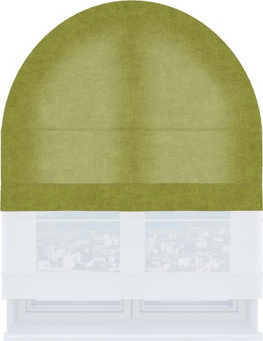 Римская штора «Кортин», канвас зелёное яблоко, день-ночь для арочного проёма