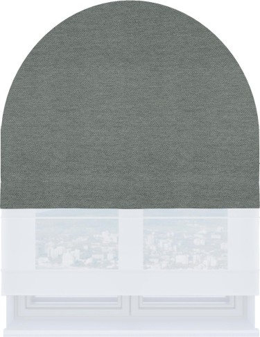 Римская штора «Кортин» день-ночь для арочного проёма, ткань твид блэкаут серый