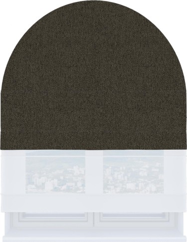 Римская штора «Кортин» день-ночь для арочного проёма, ткань твид блэкаут тёмно-коричневый