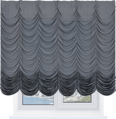 Французская штора «Кортин», лён тёмно-серый