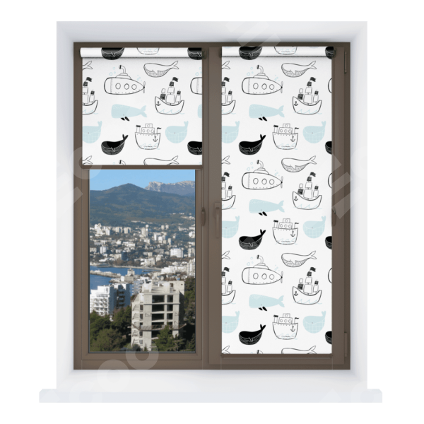 Рулонная штора Мини с принтом Морская прогулка