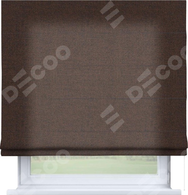 Римская штора «Кортин» для проема, ткань лён коричневый