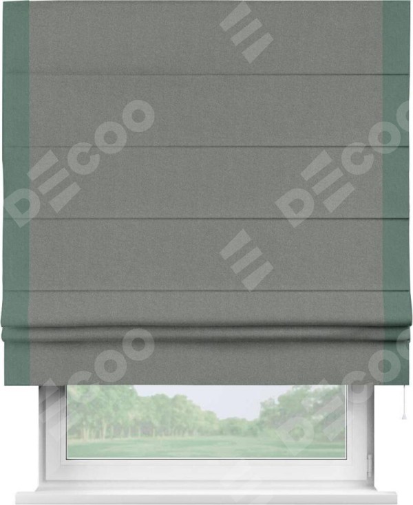 Римская штора «Кортин» с кантом Стрим Дуо, для проема, лён блэкаут серый