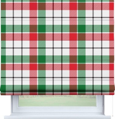 Римская штора «Кортин» для проема «Трёхцветная клетка»