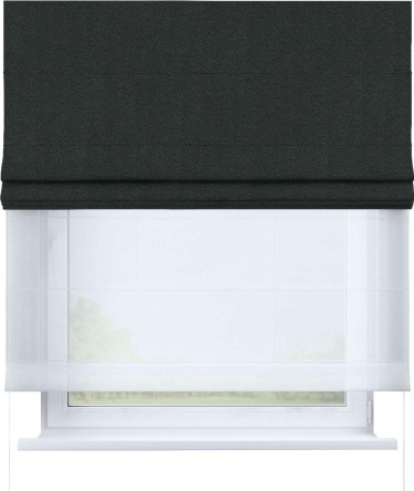 Римская штора «Кортин» день-ночь, ткань лён блэкаут, графит