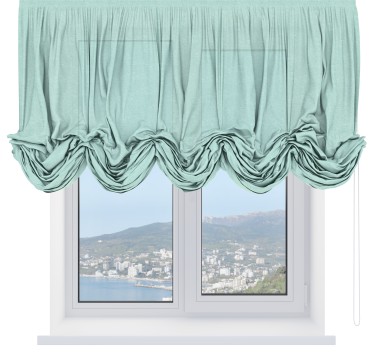 Австрийская штора «Кортин», ткань лён кашемир мятный